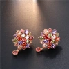Kashi Accessories European and American Mona Lisa stud earrings, colorful Dragon Lady flower stud earrings, Zircon bride flower earrings and earrings details Picture